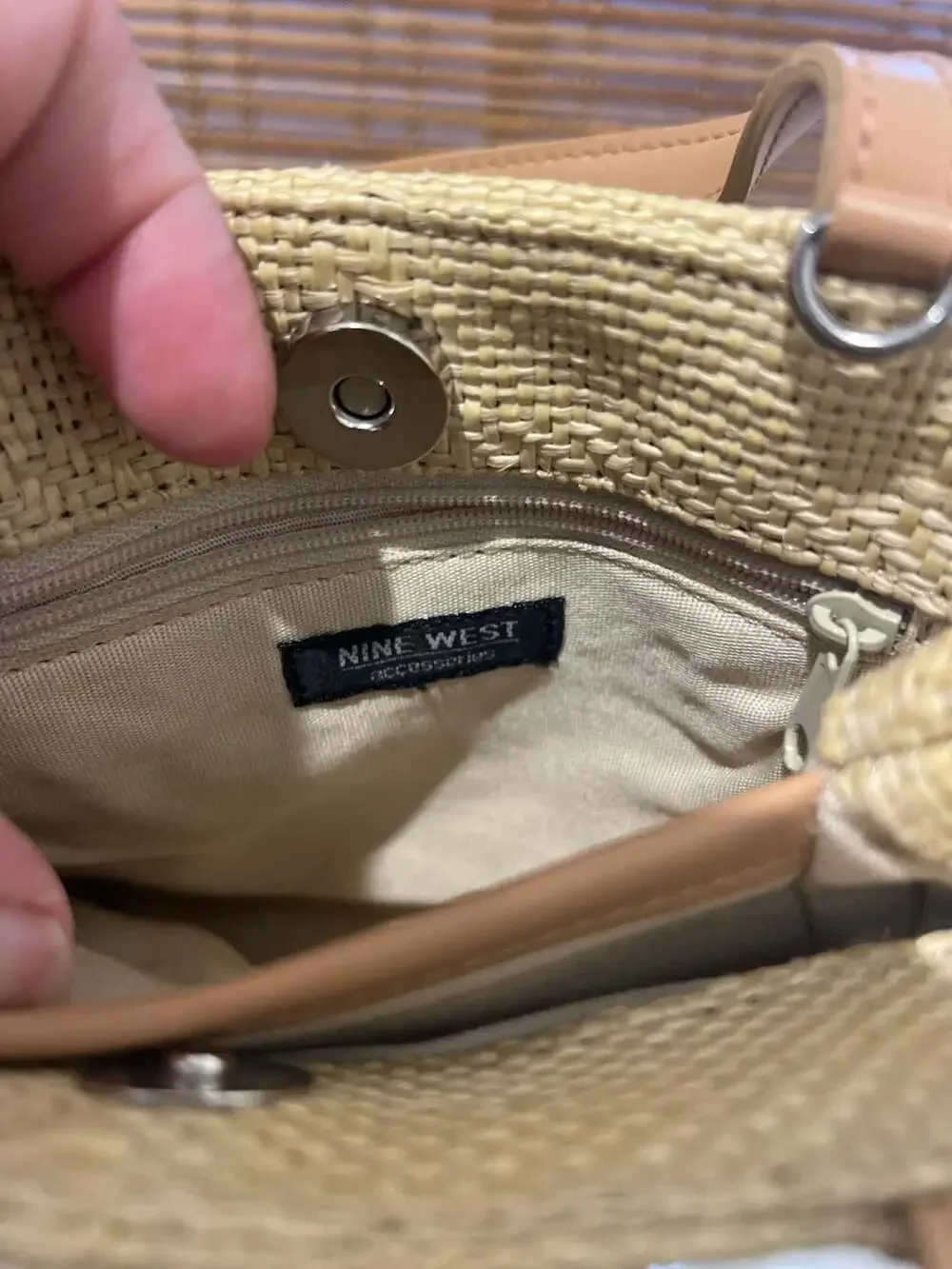 Nine West Straw Woven Small Top Handle Handbag